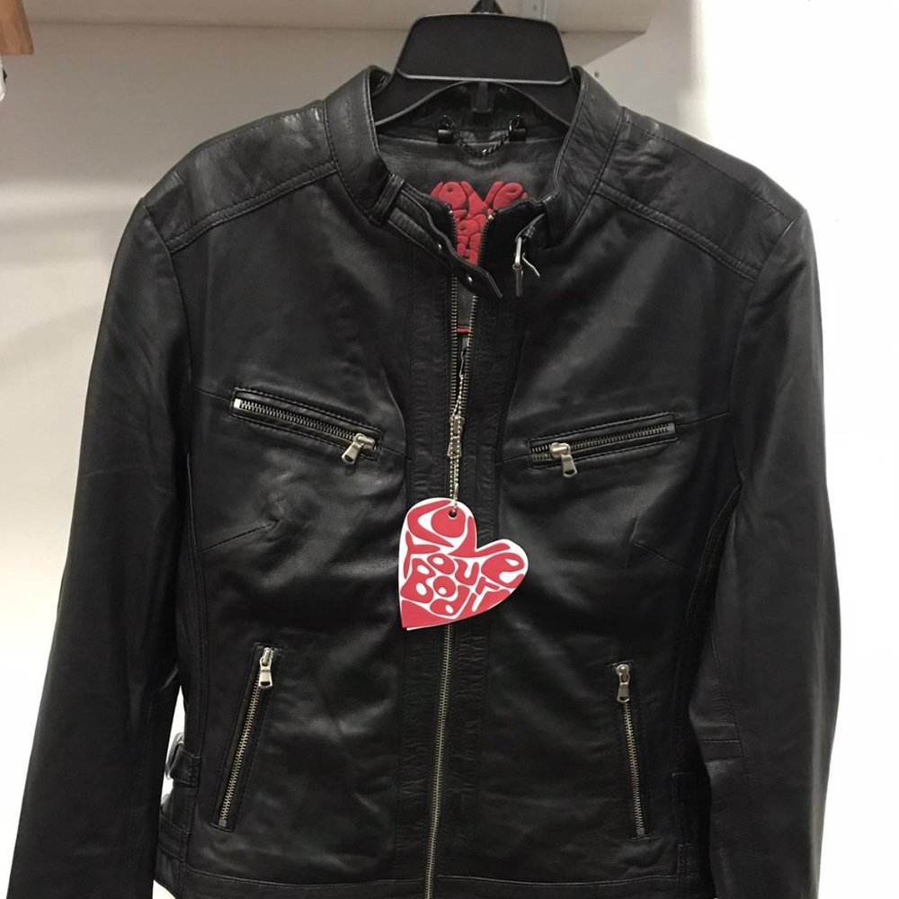 NWT SLINK LAMB LEATHER Jeans Crop Jacket motorcycle moto genuine